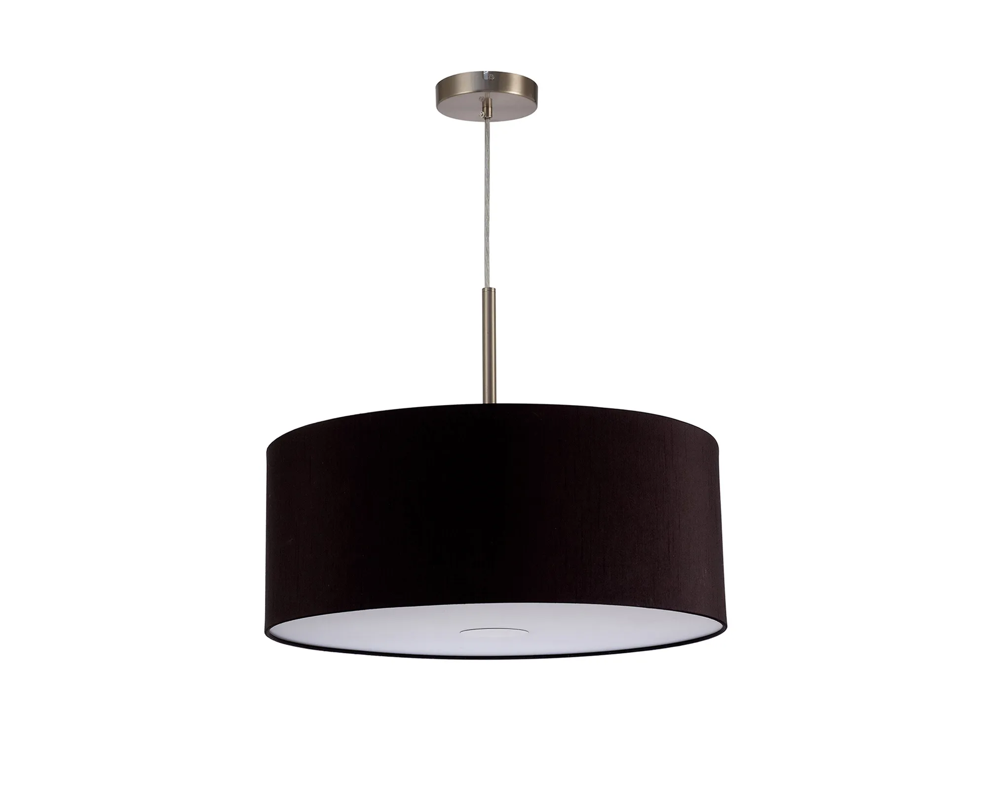 Baymont 50cm Pendant 1 Light Satin Nickel, Midnight Black/Green Olive, Frosted Diffuser DK0307  Deco Baymont SN BL/GR